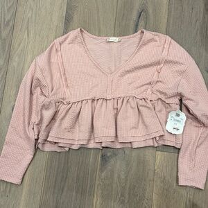 Altar'd State Dusty Rose Peplum Crop Top
